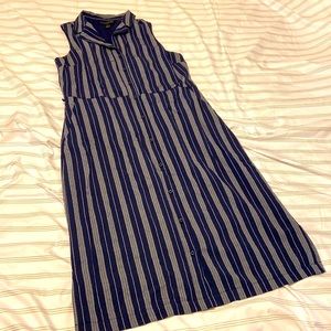 Vertical stripes button up dress